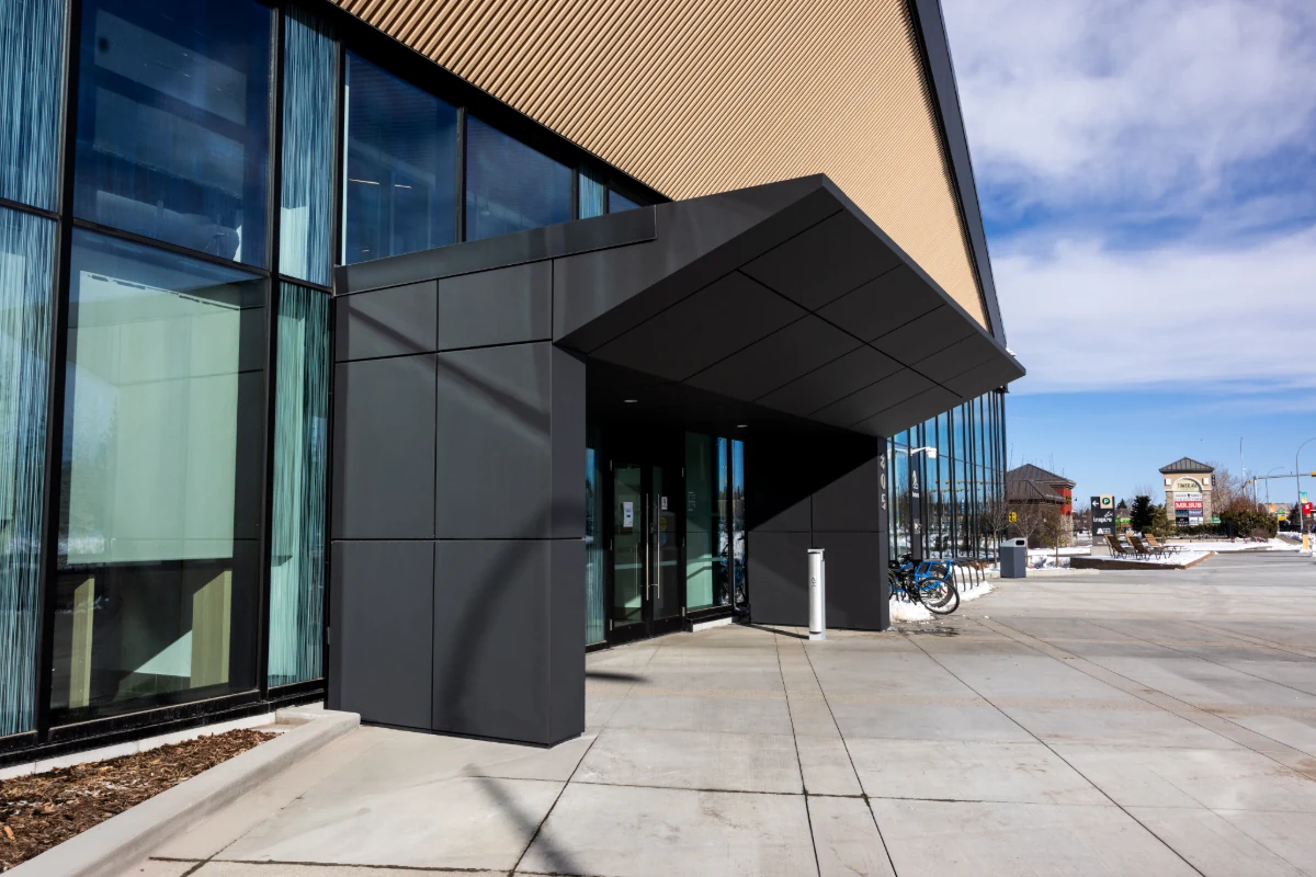 Parker Johnston - Airdrie Public Library - Front entry Metal Panels Link and Lock