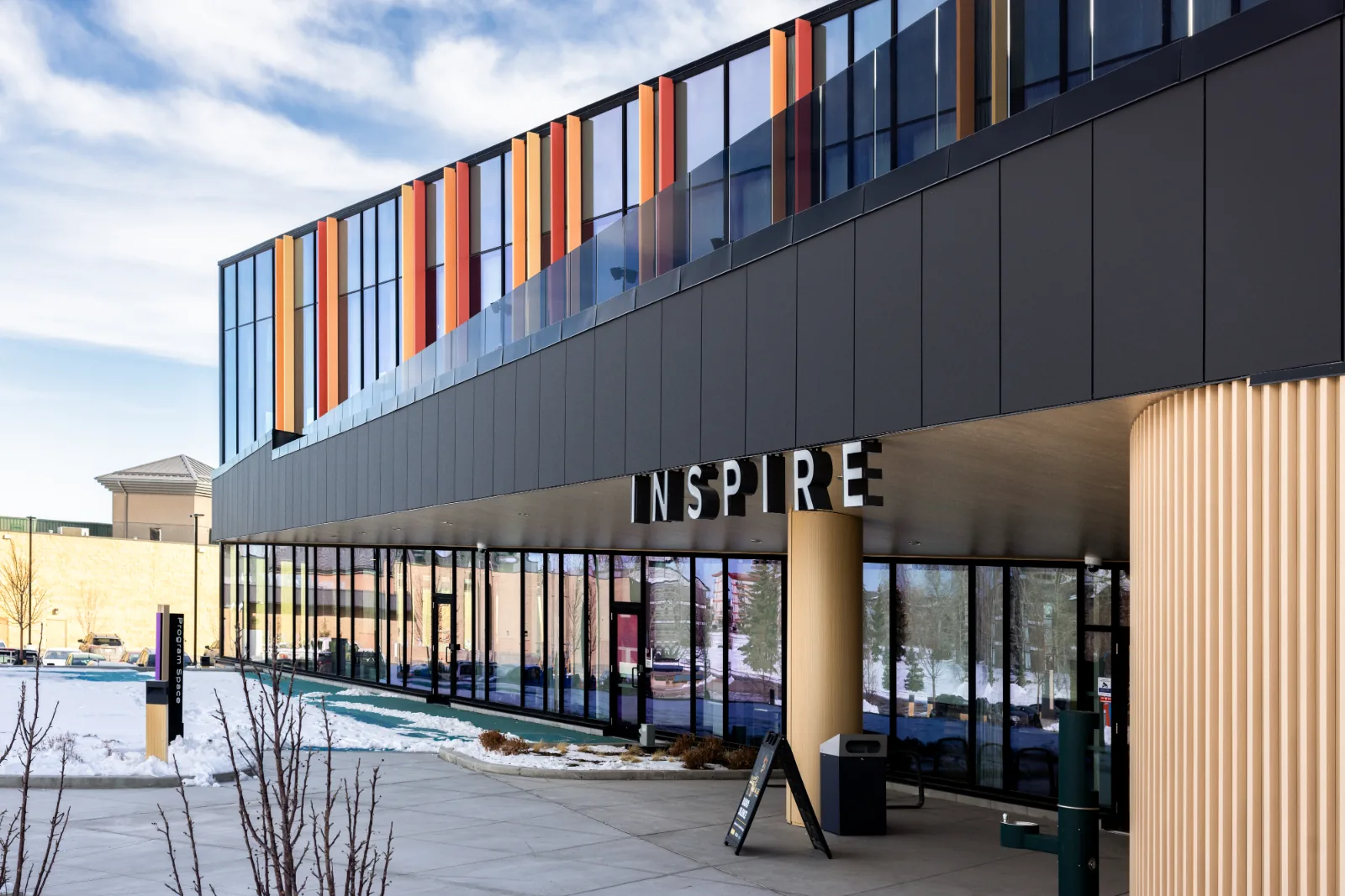 Parker Johnston - Airdrie Public Library - Rear Entry ACM Metal Wall Panels Long board L&L Soffit